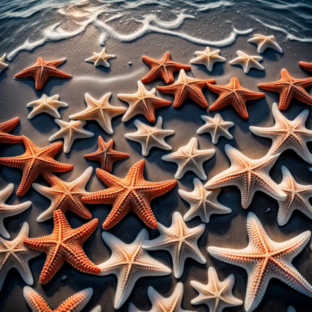 Hyperrealistic Starfish at the Ocean Surface