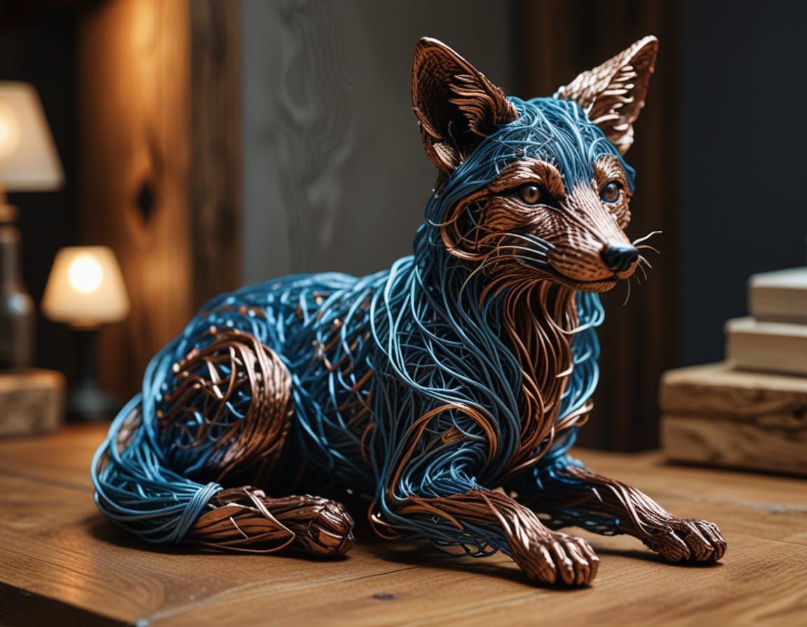 Fox Wire Sculpture: Macro Shot in 8k Resolution