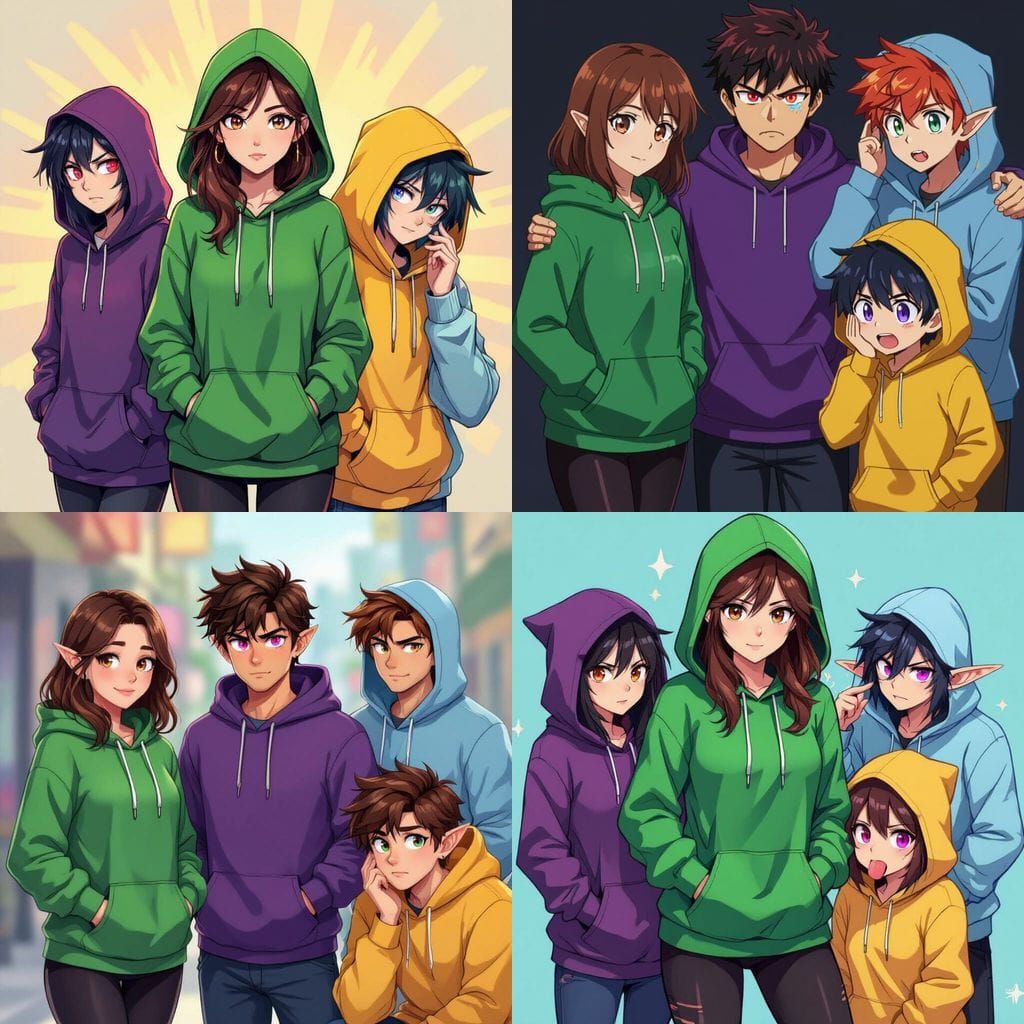 Manga Friends Posing for a Photo