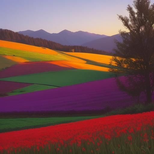 Picturesque Farm Landscape in Impasto Style