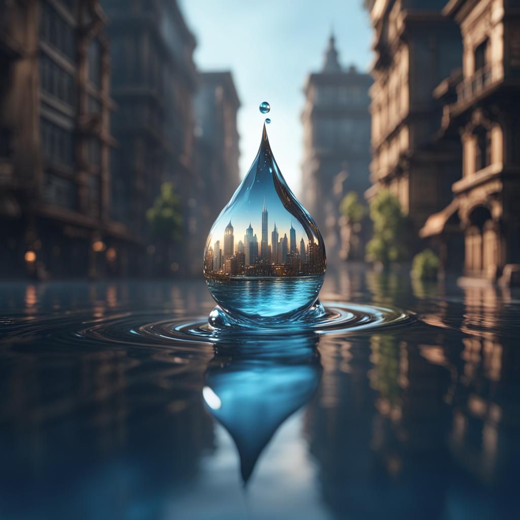 City in a Water Droplet: Fantasy Concept Art