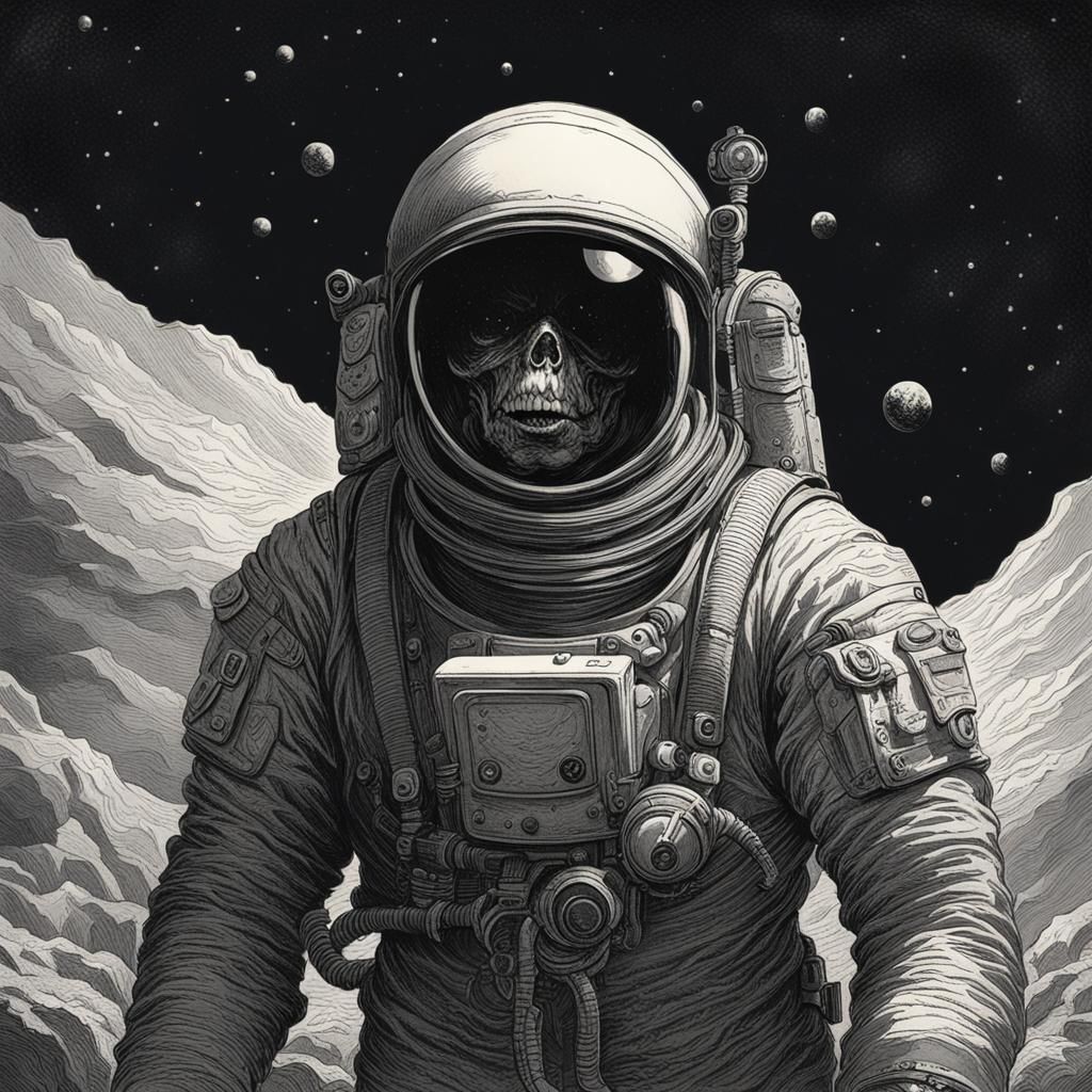 Horror Astronaut in Style of Doré and Rutkowski