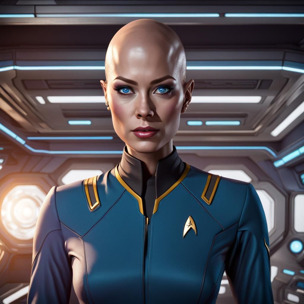 Deltan Scientist on Enterprise Bridge in TOS Style