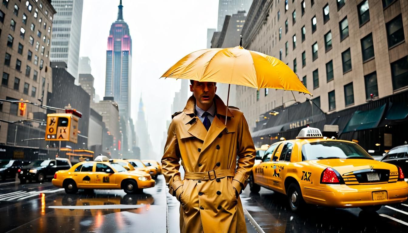Englishman in New York with Yellow Taxis