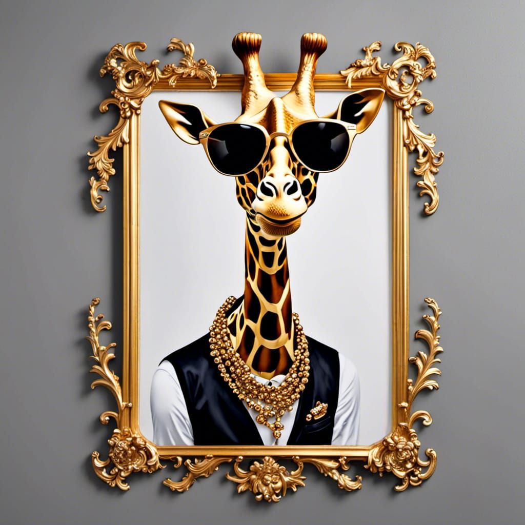 Golden Hip Hop Giraffe with Sunglasses