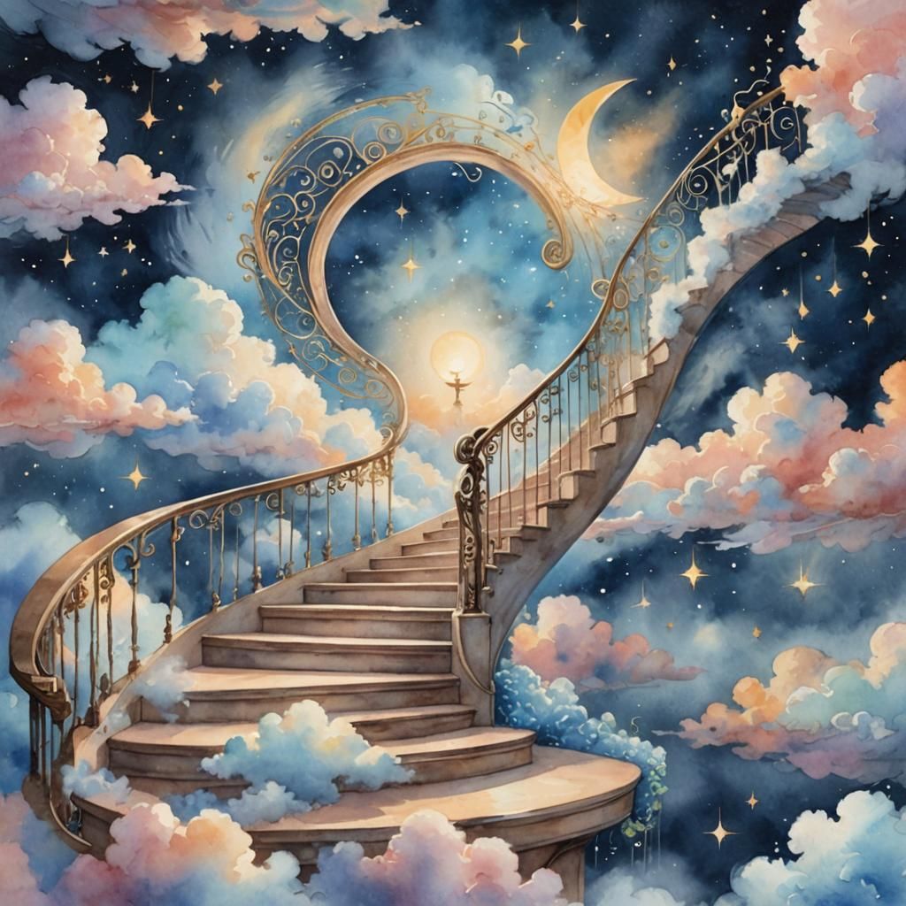 Music notes from a possible creating stairs to the sky