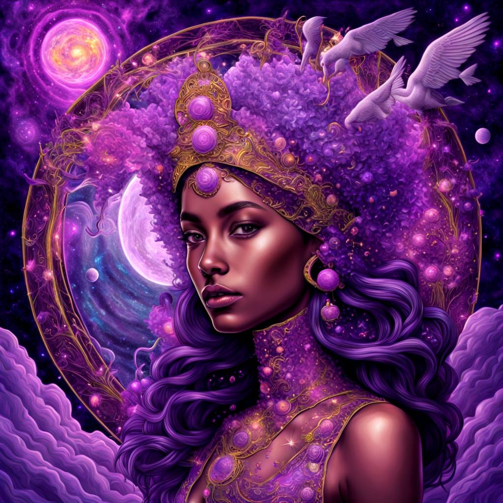 Cosmic Astral Illustration in Mixed Media