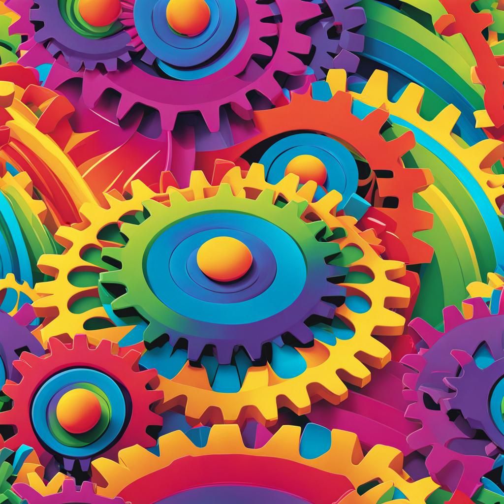 Bright Rainbow Gear Repeatable Pattern