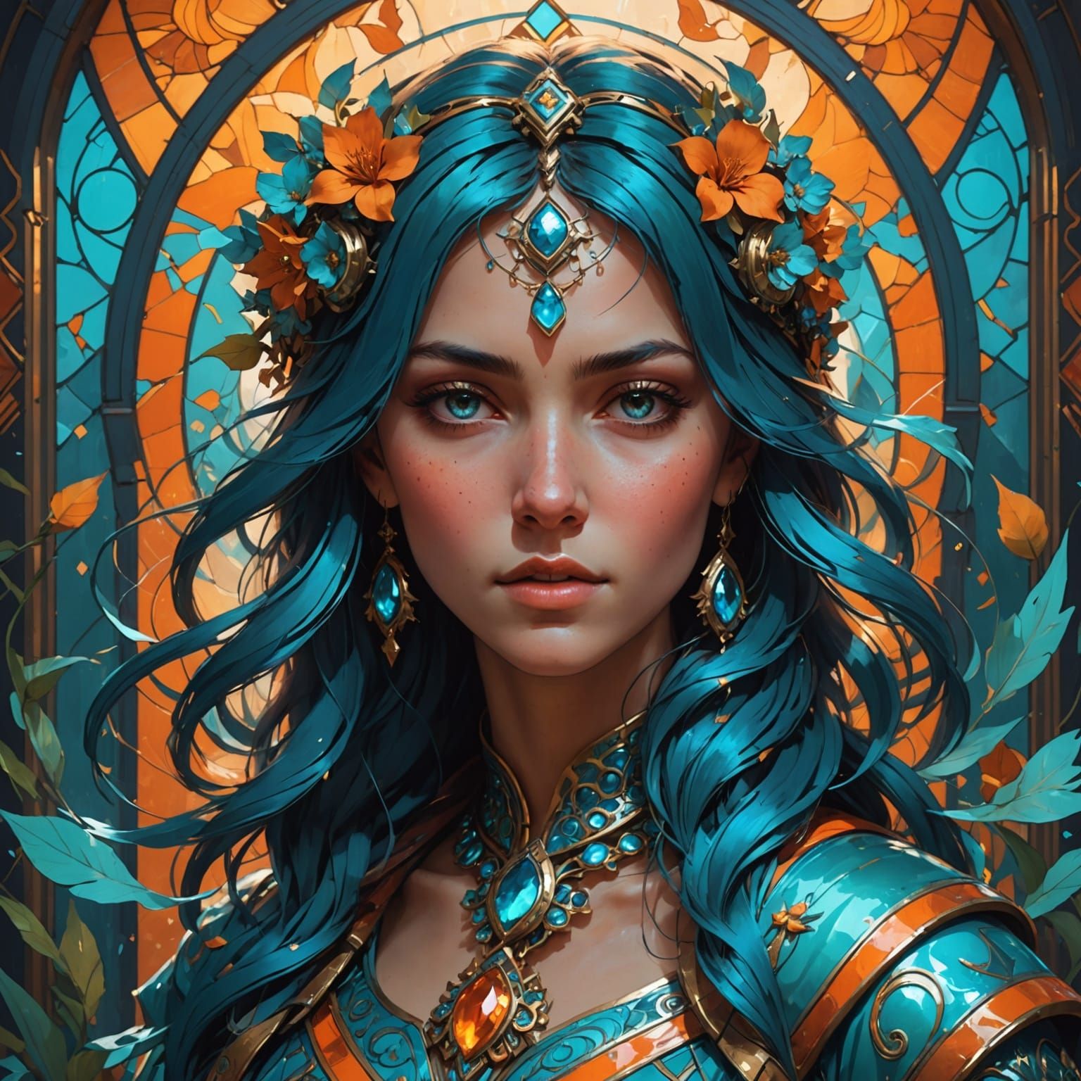 Surreal Cyberpunk Landscape in Triadic Colors