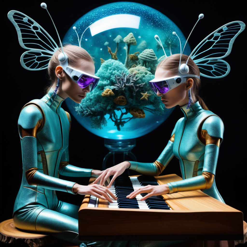 Ethereal Figures in Surrealist Galaxy