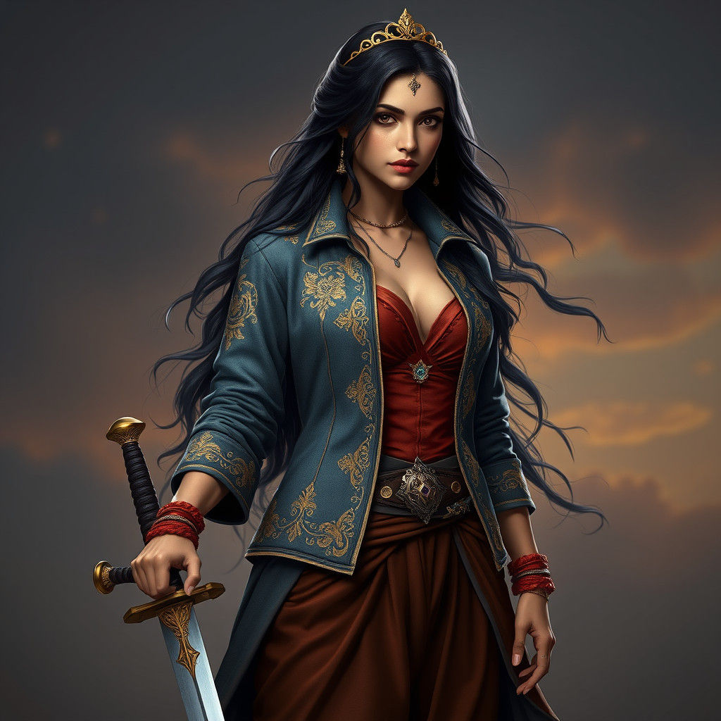 Regal Warrior Princess in Detailed Matte Painting