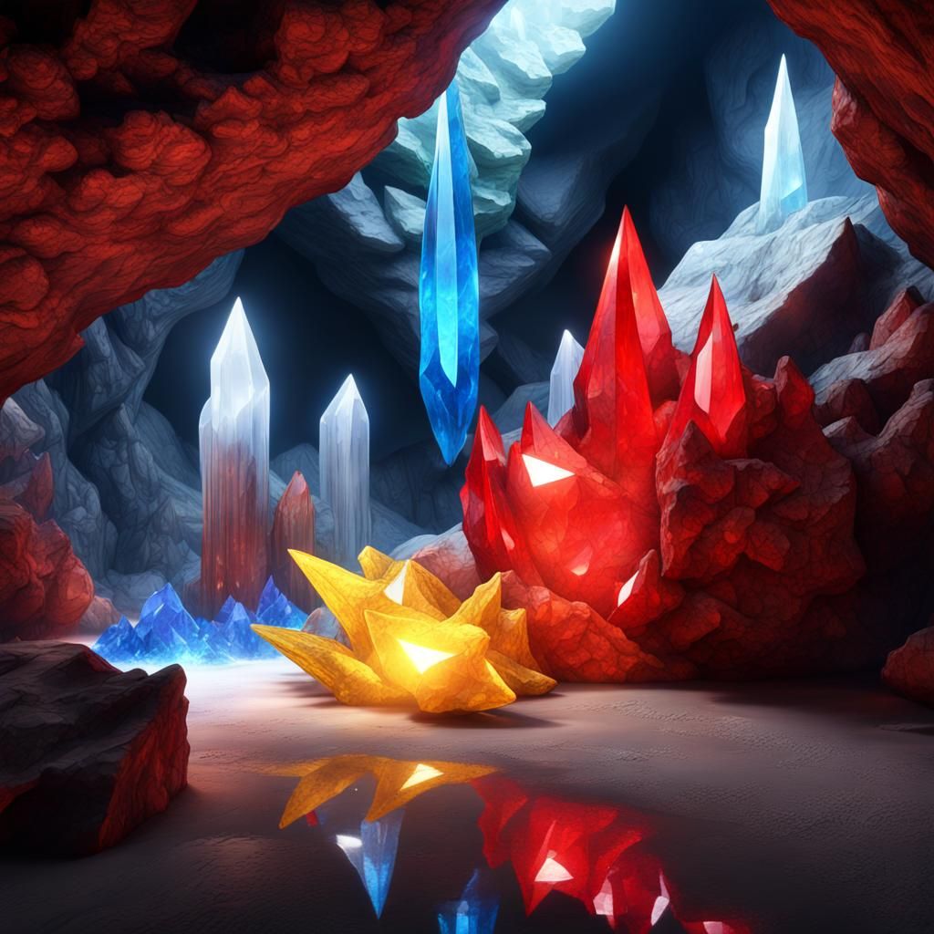 Crystals in Cave: Detailed Matte Painting