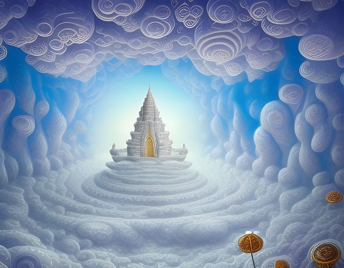 Floating Temple in Surreal Fantasy Style