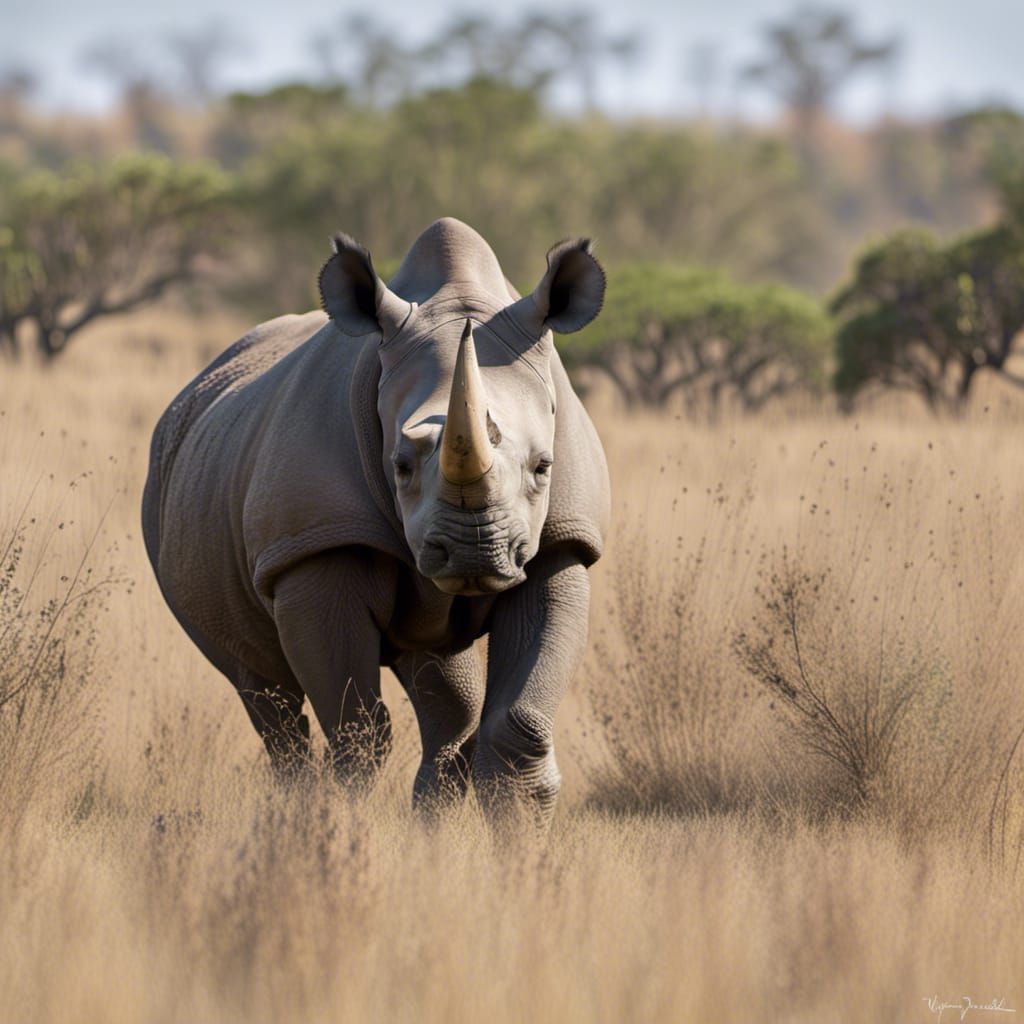 Majestic Black Rhinoceros Portrait