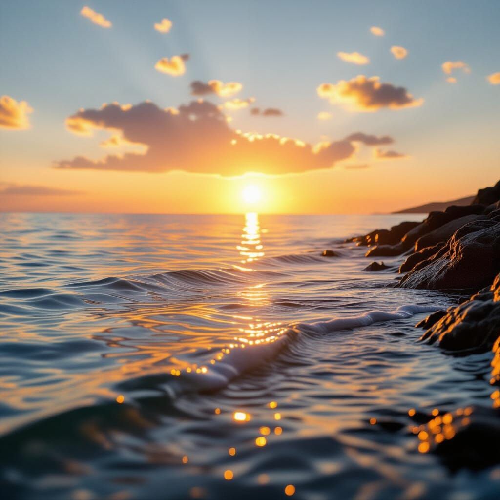 Majestic Ocean Dawn Seascape in Photorealistic Style