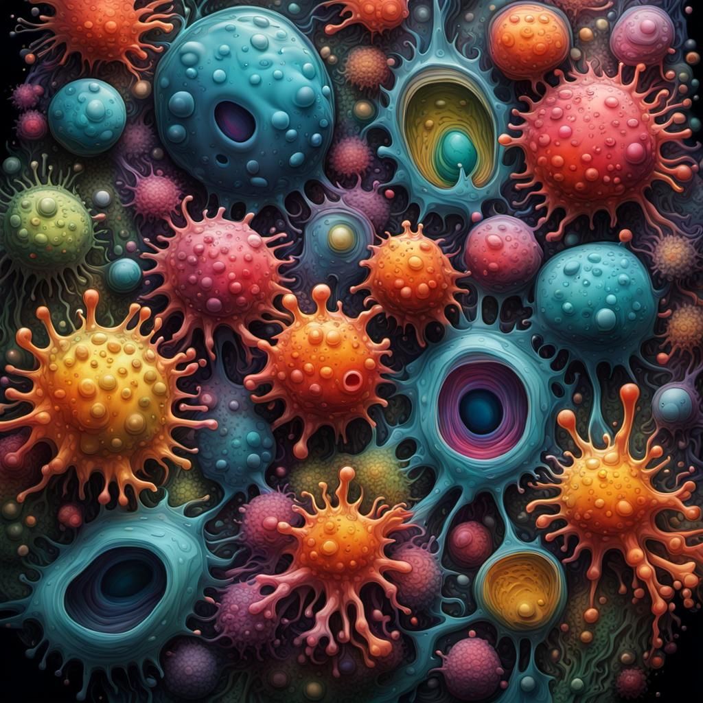 Microscopic Amoeba World: Graffiti Art Photograph