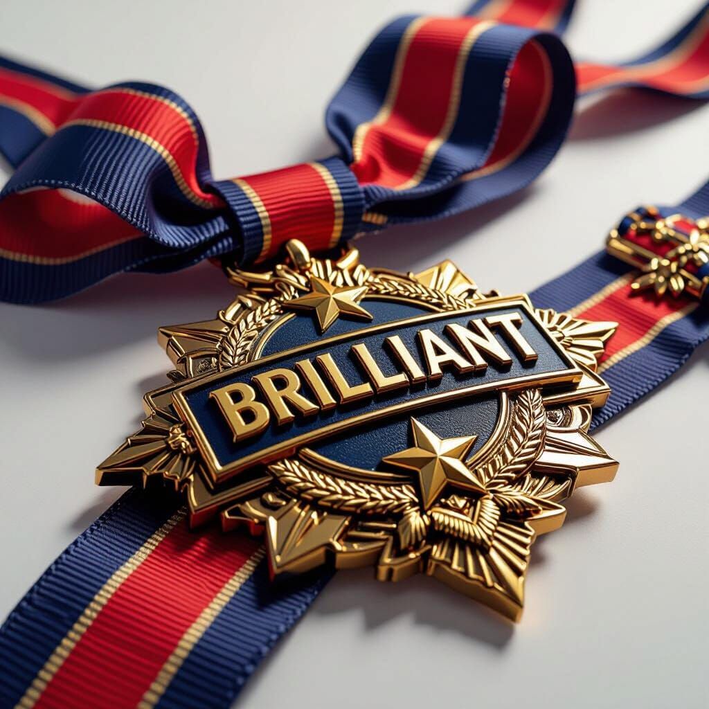Badge with Ribbon in Hyper-Realistic Style