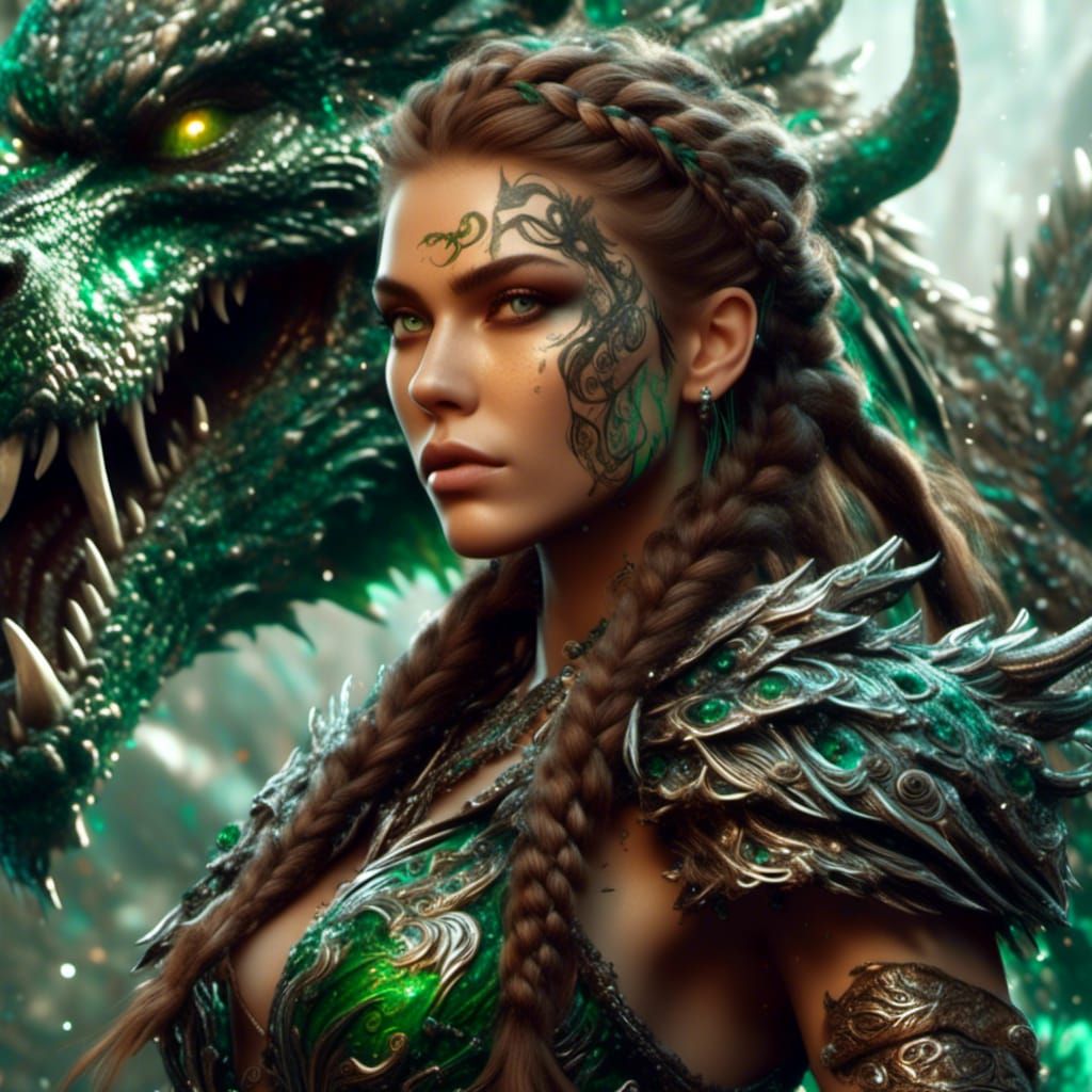 Viking Warrior with Dragon in Hyper-Detailed Fantasy Art