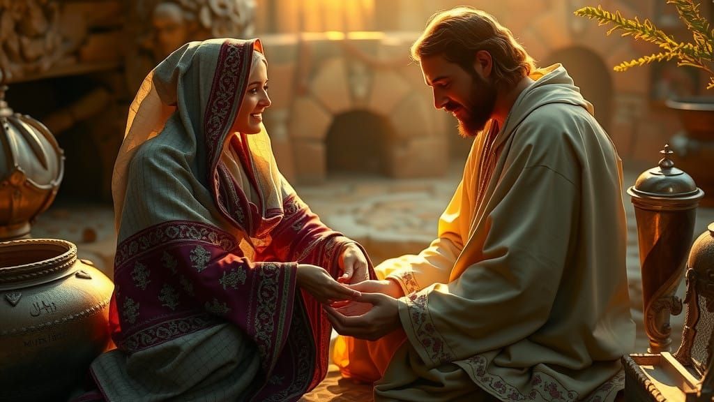 Surreal Biblical Scene Depicts Humble Act of Devotion