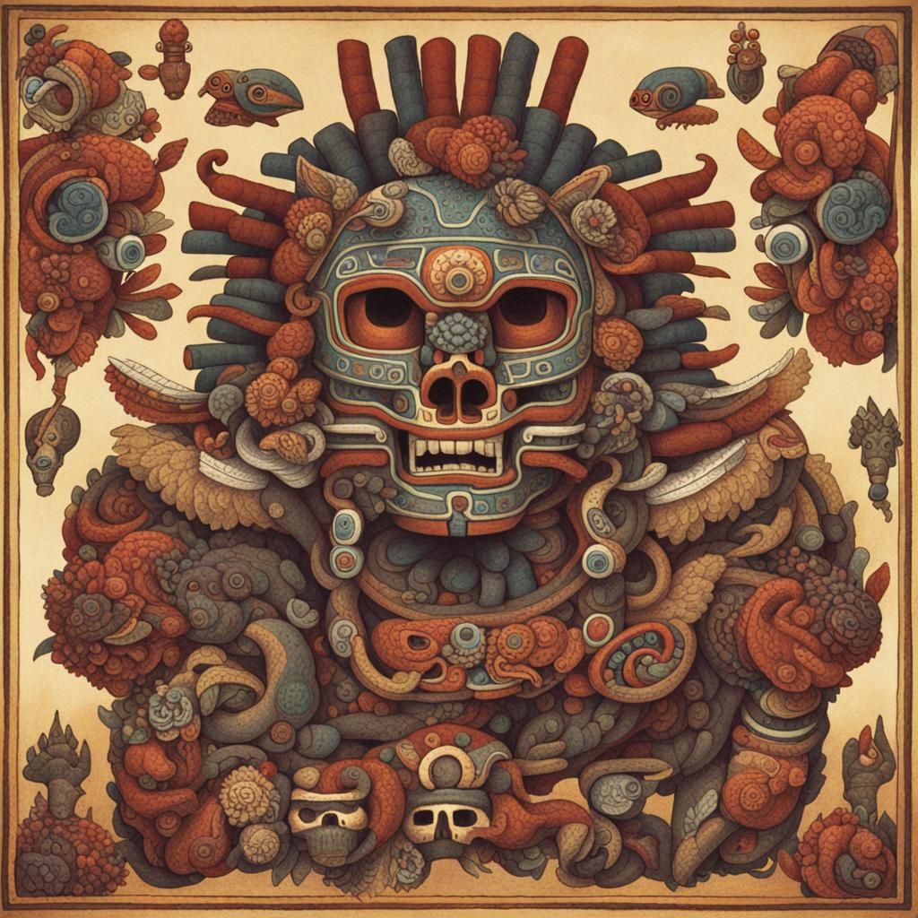 Tezcatlipoca and Xolotl: Aztec Gods Digital Art