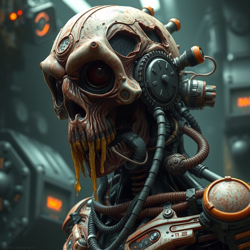 Cyberpunk Bio-Horror: Grotesque Fusion of Flesh and Machine