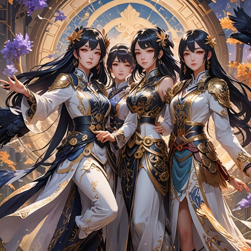 Empowered Women in Anime Style with Superpowers