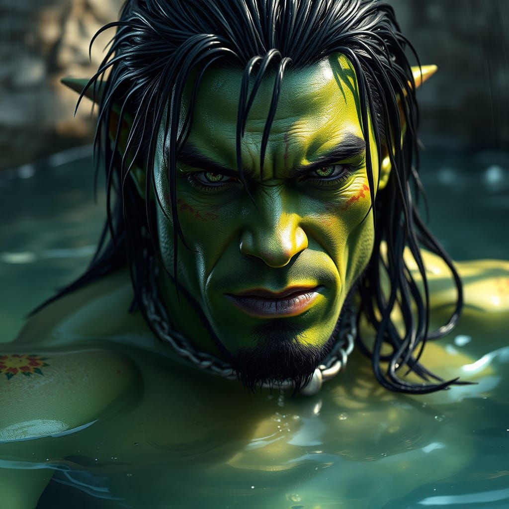 Strong Orc Bathers in Natural Hot Spring Portrait
