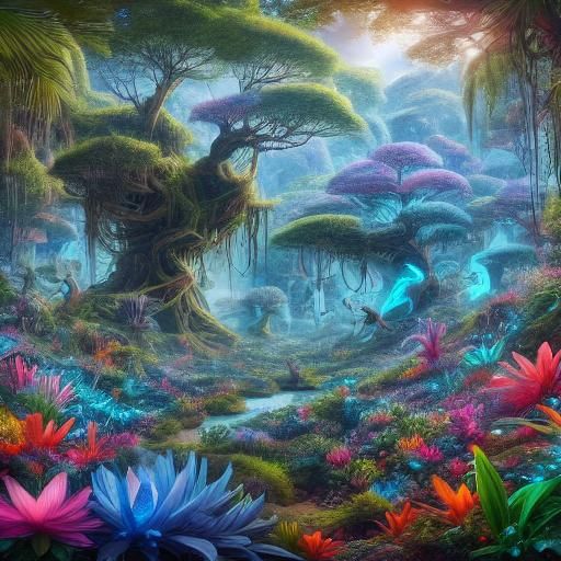 Detailed Na'vi Woman Portrait in Pandora Jungle