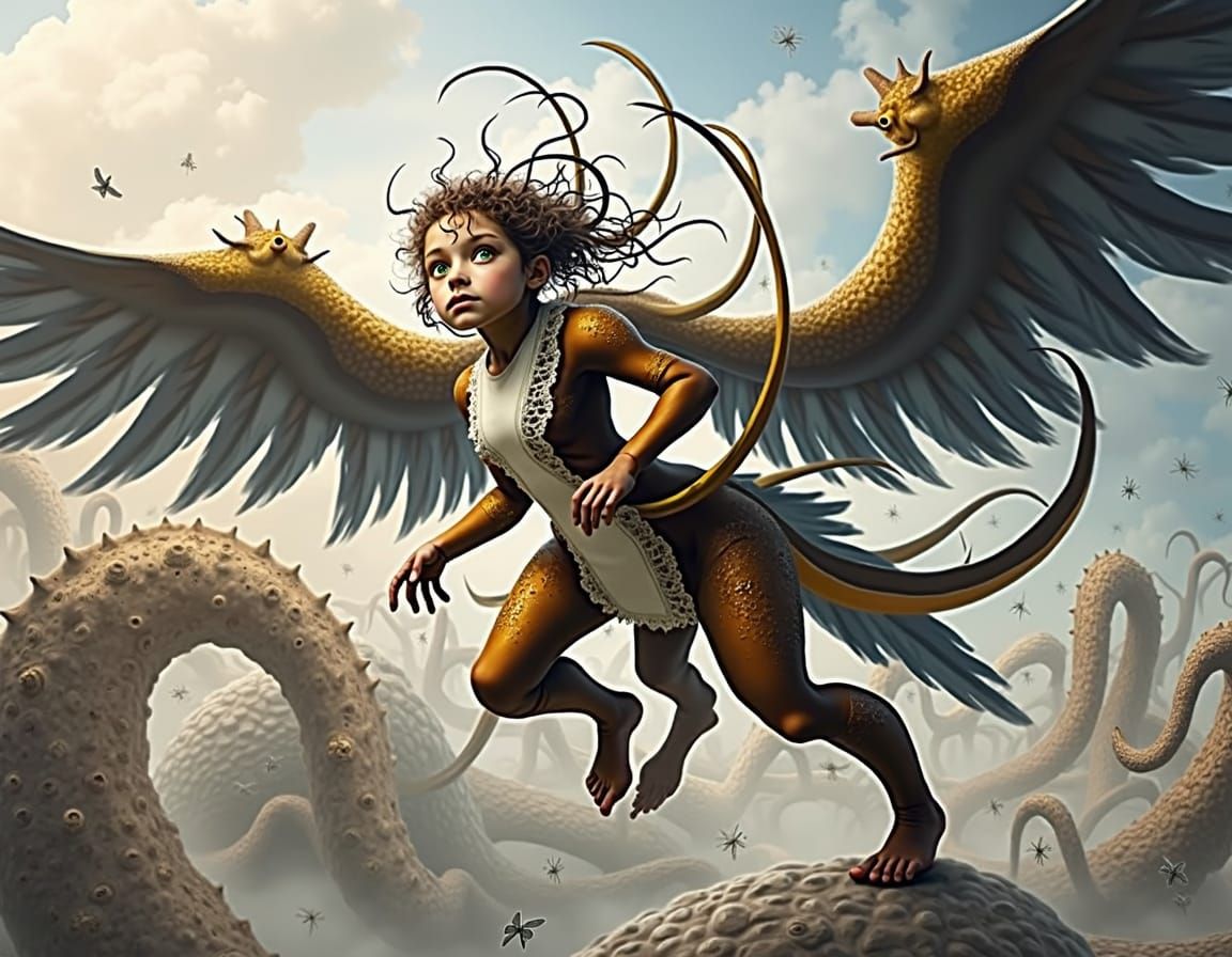 Surreal Chimera Girl in Dreamlike Reconstruction