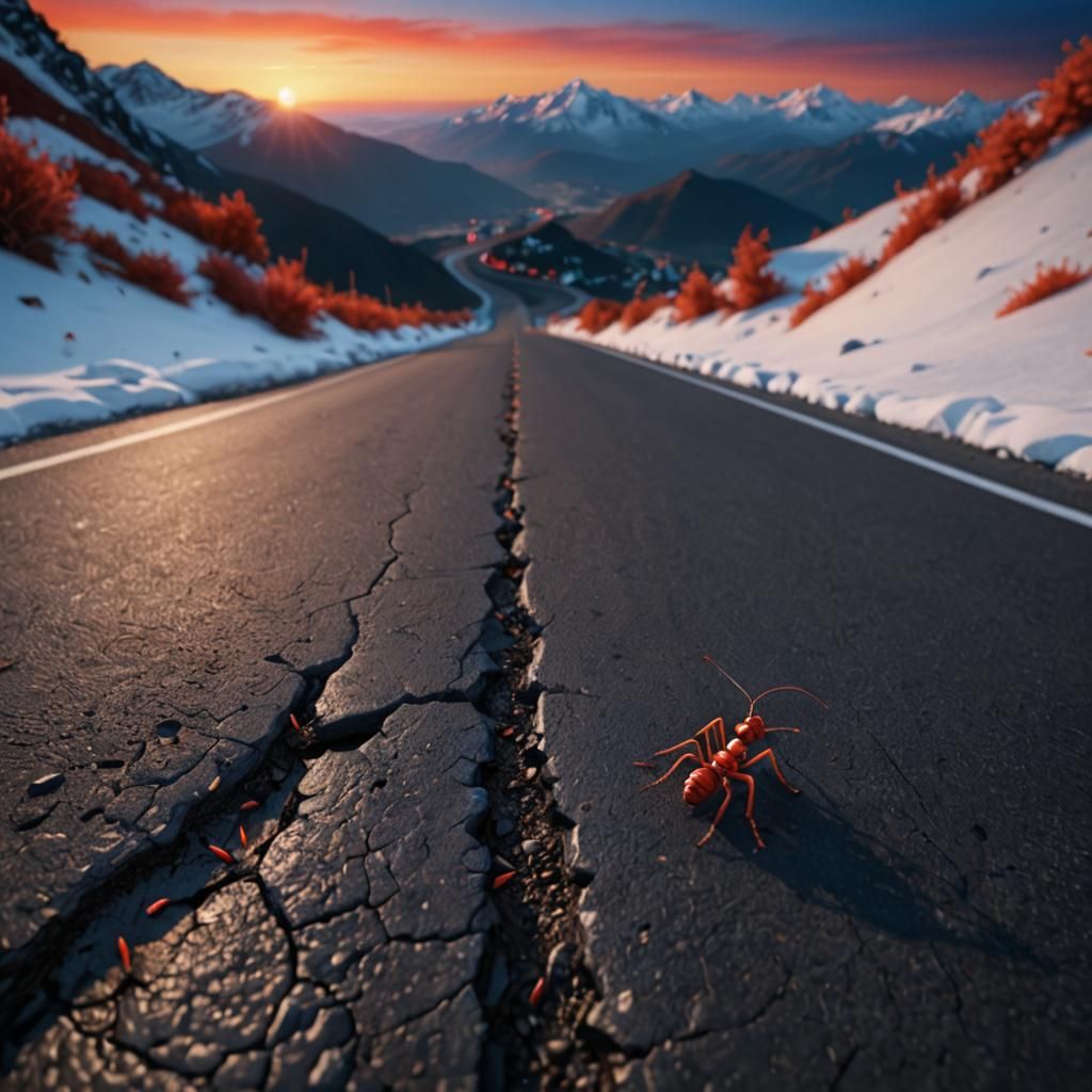 Tiny Ant's Perilous Journey to the Abyss