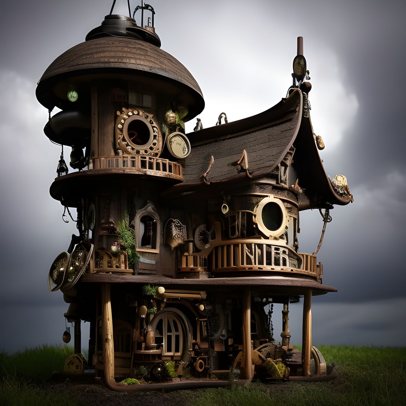 Steampunk Mushroom House on an Arch
