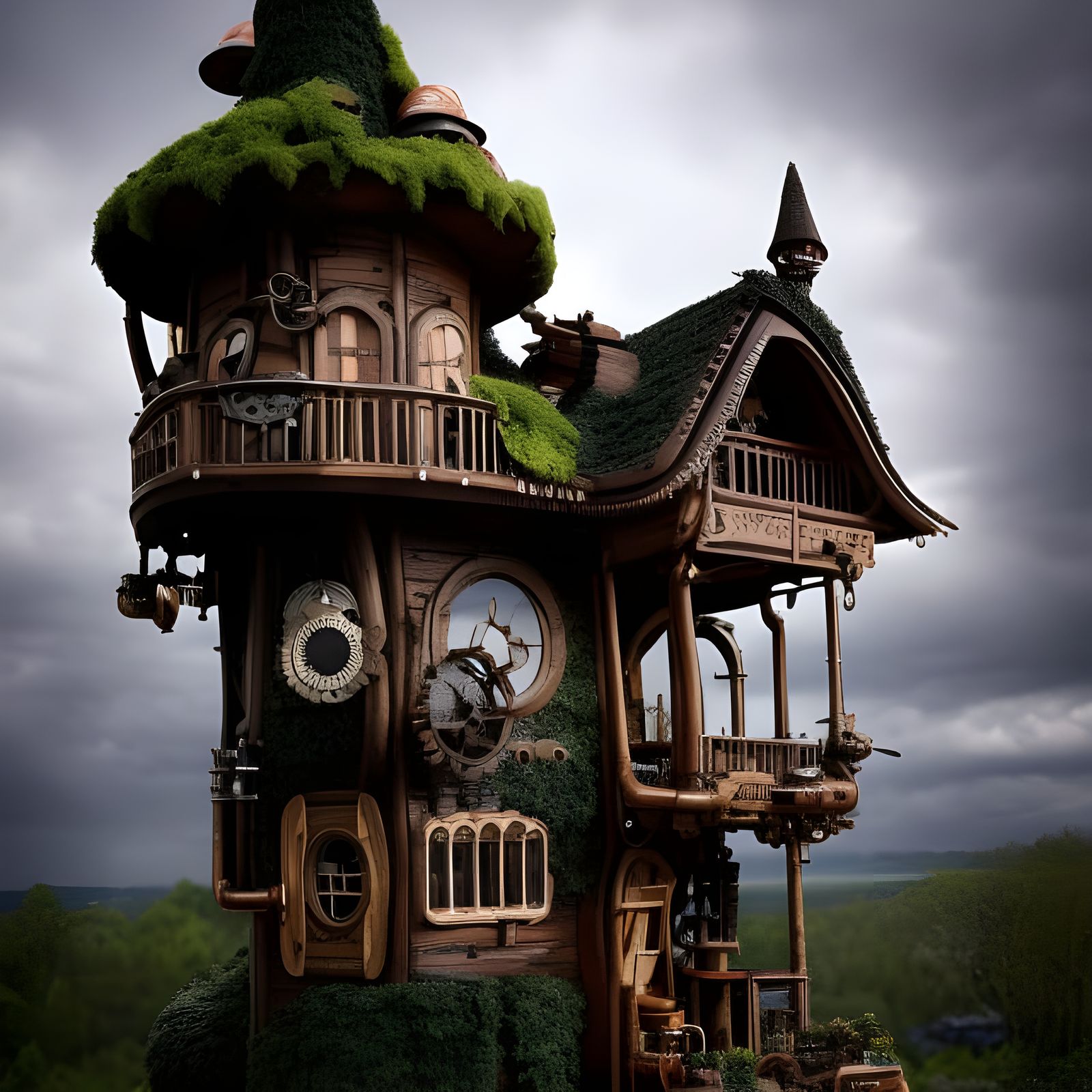Steampunk Mushroom House Atop the Arch