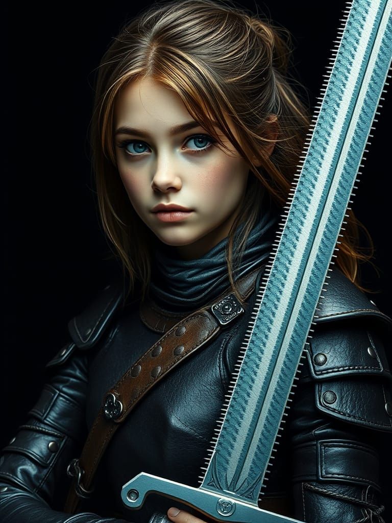 Pixelated Woman Warrior in Digital Art Style