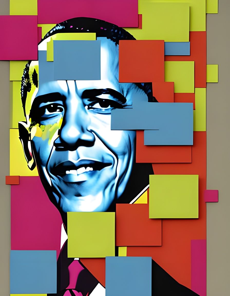 Pop Art Portrait of Barack Obama with Post-its
