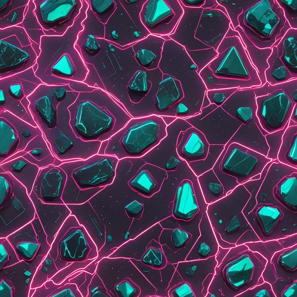 Chrysocolla Mineral Formation in Synthwave Neon Style