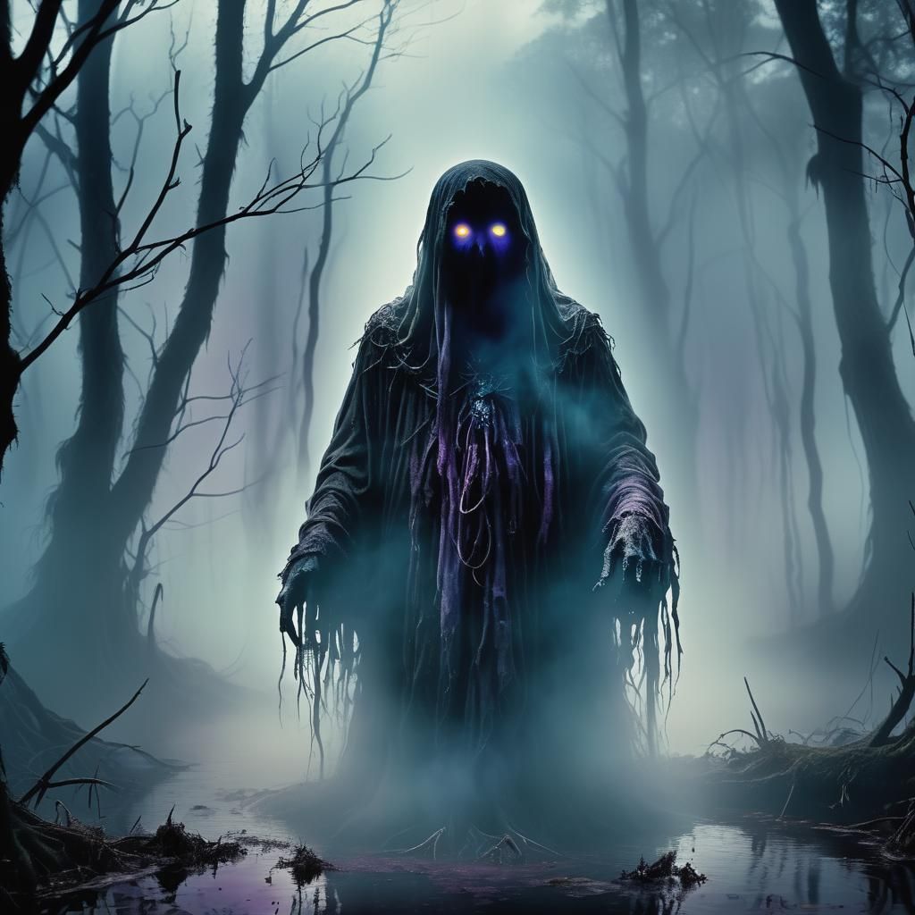 Eerie Ghostly Spirit in Mist: Dark Surrealism