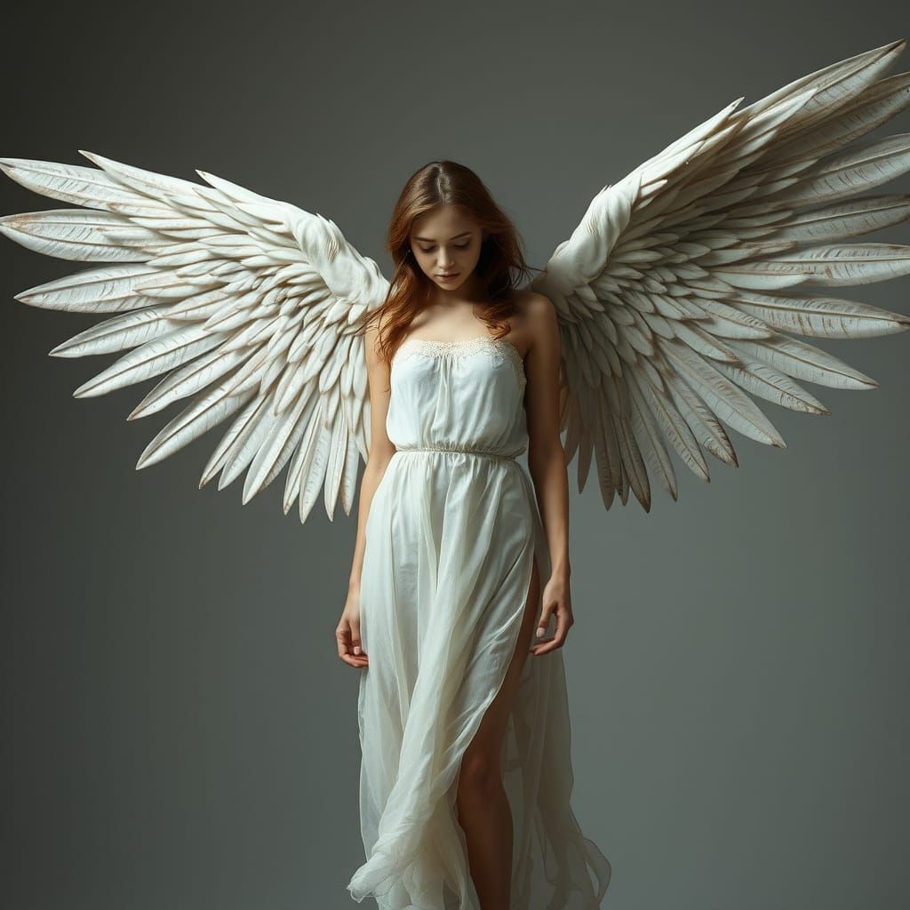 Ethereal Angel in Sorrowful Repose