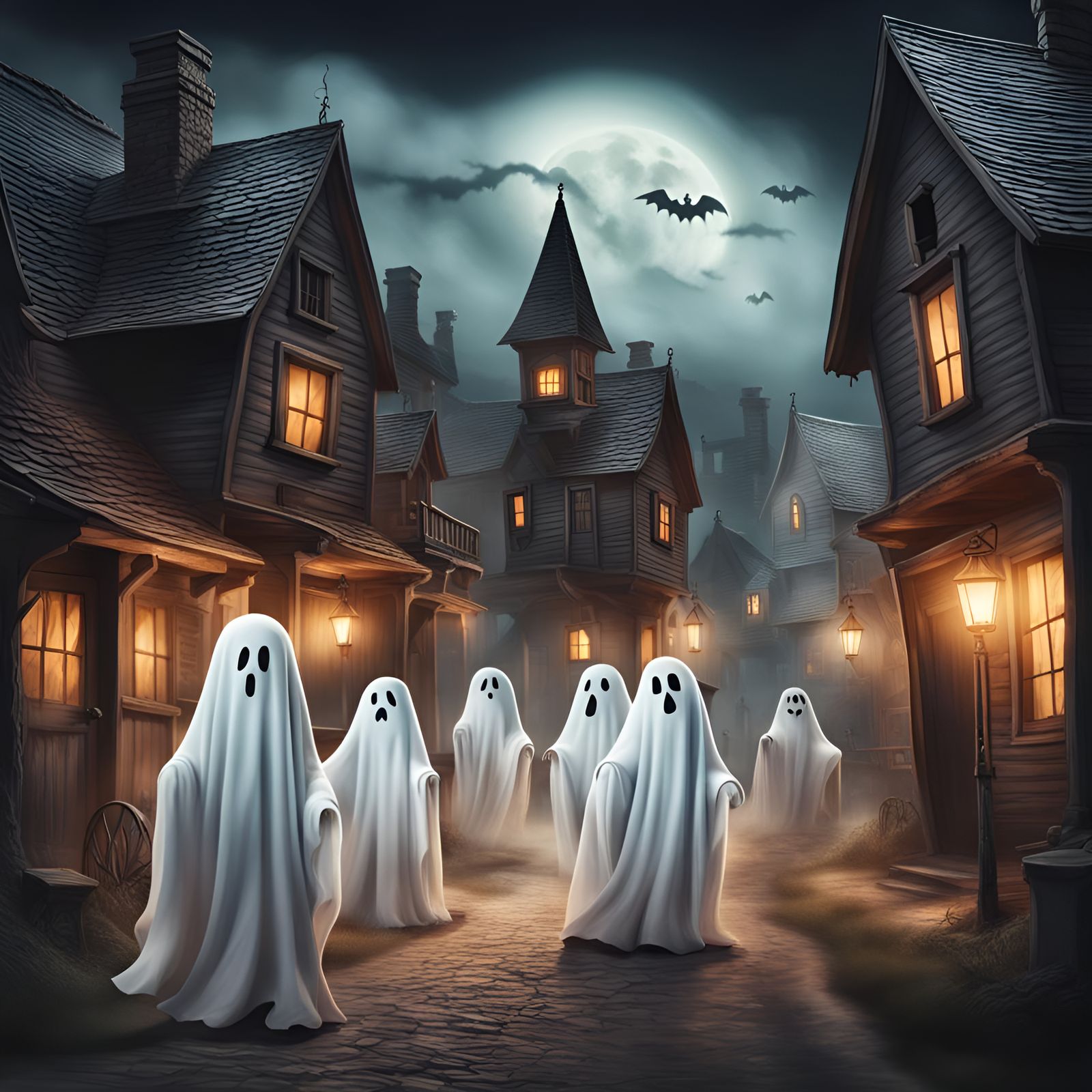 Ghosts Explore Haunted Town Village