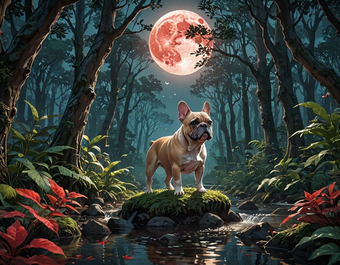 French Bulldog in Anime Nature Wallpaper