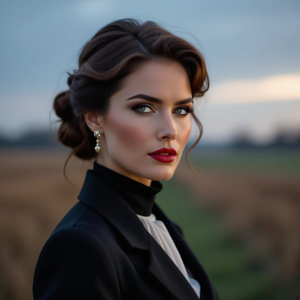 Determined Woman in Elegant Attire, Cinematic HDR