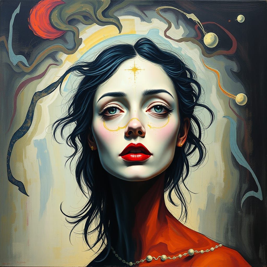 Surrealist Double Portrait with Dreamlike Faces