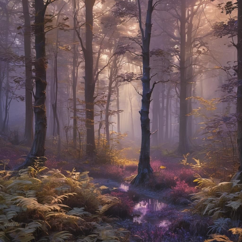 Glowing Ethereal Forest: Surreal Fantasy Landscape