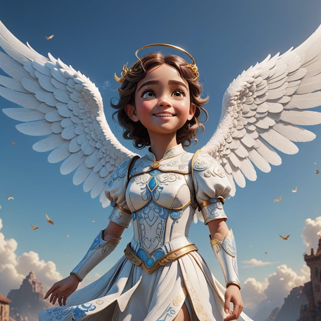 Pixar-Inspired Cherubic Angel in Vibrant Color