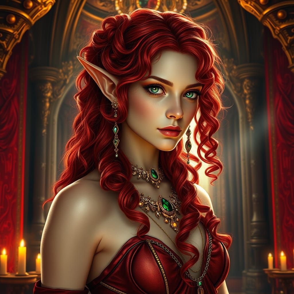Sensual Elf Maiden in Medieval Chamber