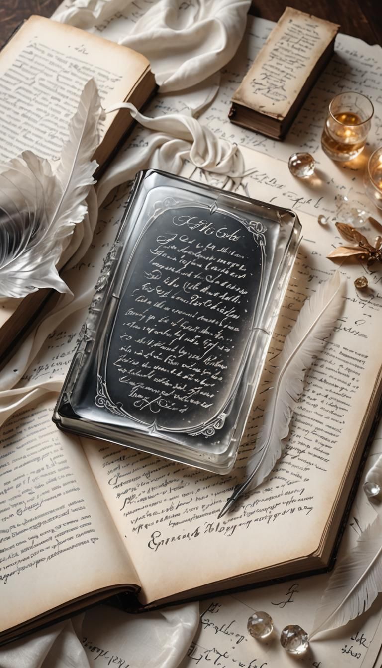 Crystal Goddess Writing Calligraphy in Fantasy Art