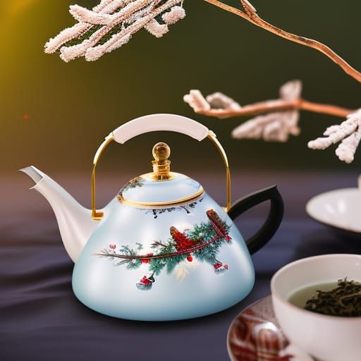 Winter Tea Kettle in Detailed Matte Painting