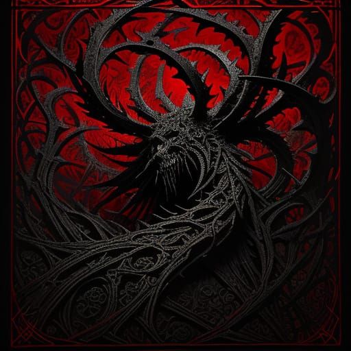 Dark Fantasy Marijuana Flower in Gothic Illustration Style