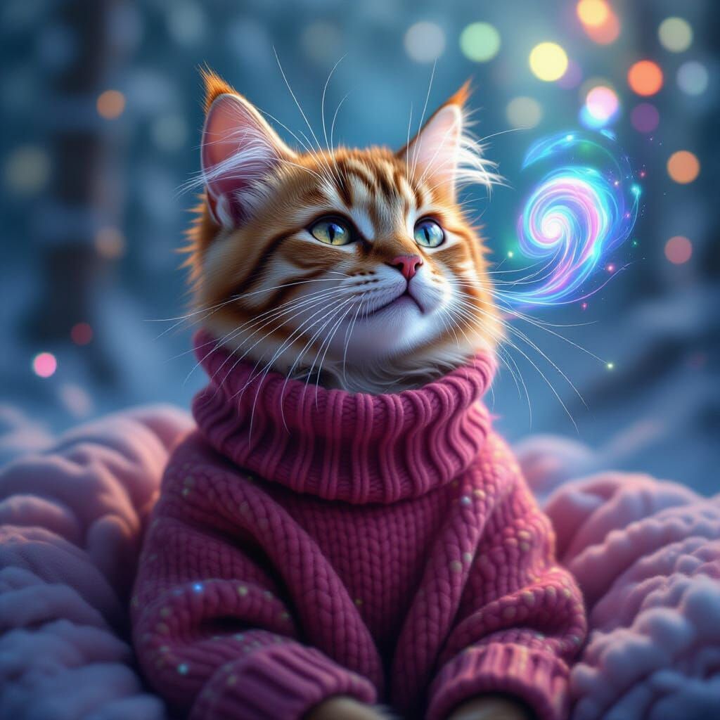 Cozy Cat's Iridescent Aura: Kinetic Pointillism in Unreal En...