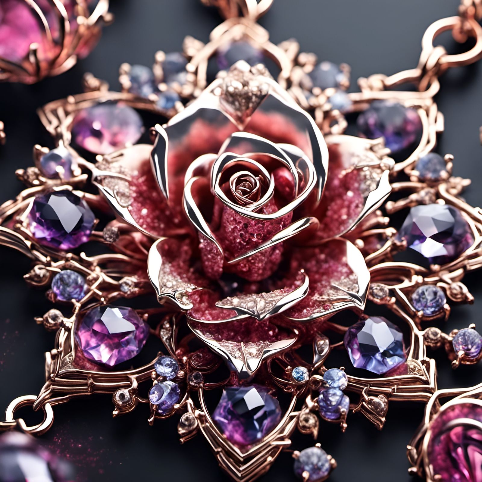 Galactic Crystal Rose Pendant in WLOP Style