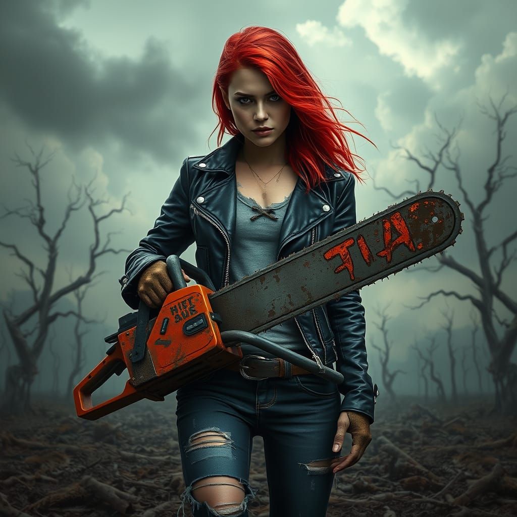 Rebel Goddess of the Wasteland in Cyberpunk Style